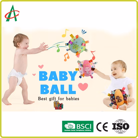 BSCI Factory Custom Neugeborenes Frühpädagogisches Plüschball-Stofftier mit rollenden Rasseln
